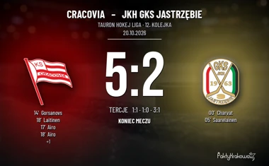 [HOKEJ] Tauron Hokej Liga – Cracovia – JKH GKS Jastrzębie 5:2, dwa gole Airo w trzeciej tercji