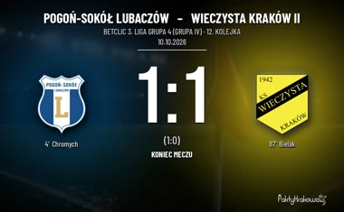 [PIŁKA NOŻNA] Betclic 3. Liga Grupa 4 (Grupa IV): Pogoń-Sokół Lubaczów – Wieczysta Kraków II 1:1. Bielak uratował remis gości
