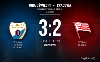 [HOKEJ] Tauron Hokej Liga – Unia Oświęcim – Cracovia 3:2. Krakowianie stracili dwubramkowe prowadzenie