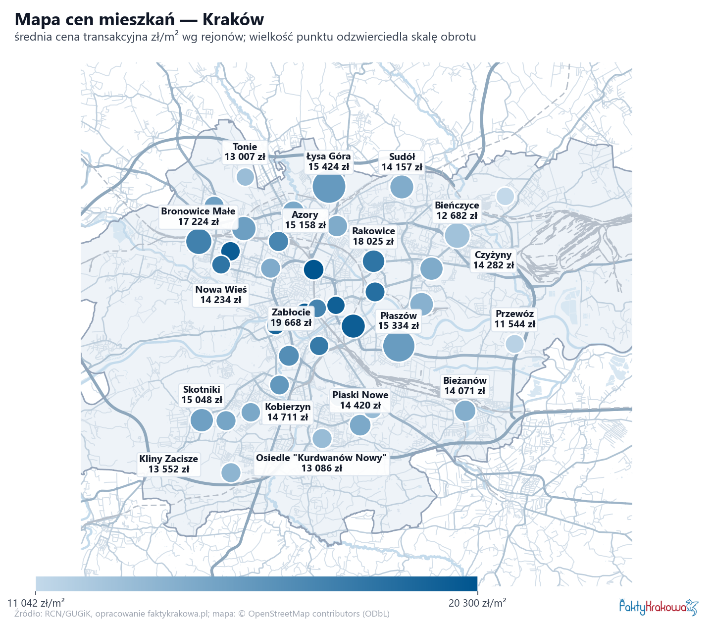 Mapa cen mieszkań - Kraków