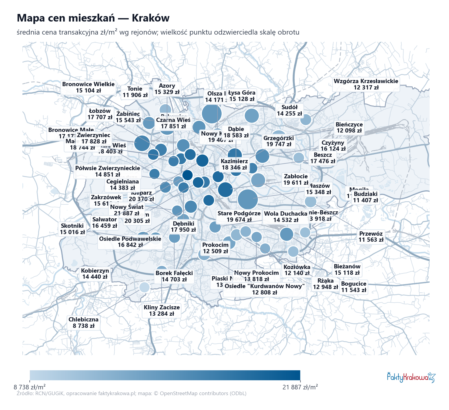 Mapa cen mieszkań - Kraków