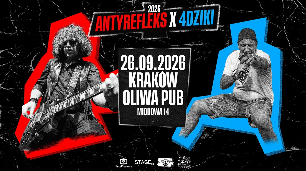 Grafika promocyjna wydarzenia AntyRefleks i 4dziki – koncert Kraków