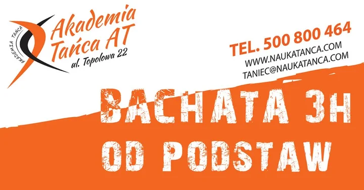 Grafika promocyjna wydarzenia Bachata od podstaw Kraków — intensywny kurs dla początkujących