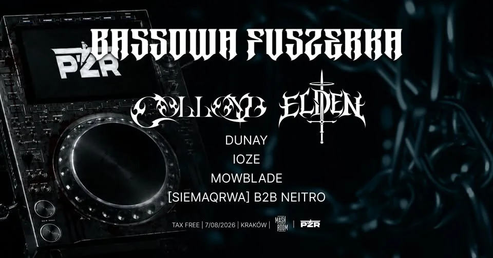 Grafika promocyjna wydarzenia BASSOWA FUSZERKA Kraków bass