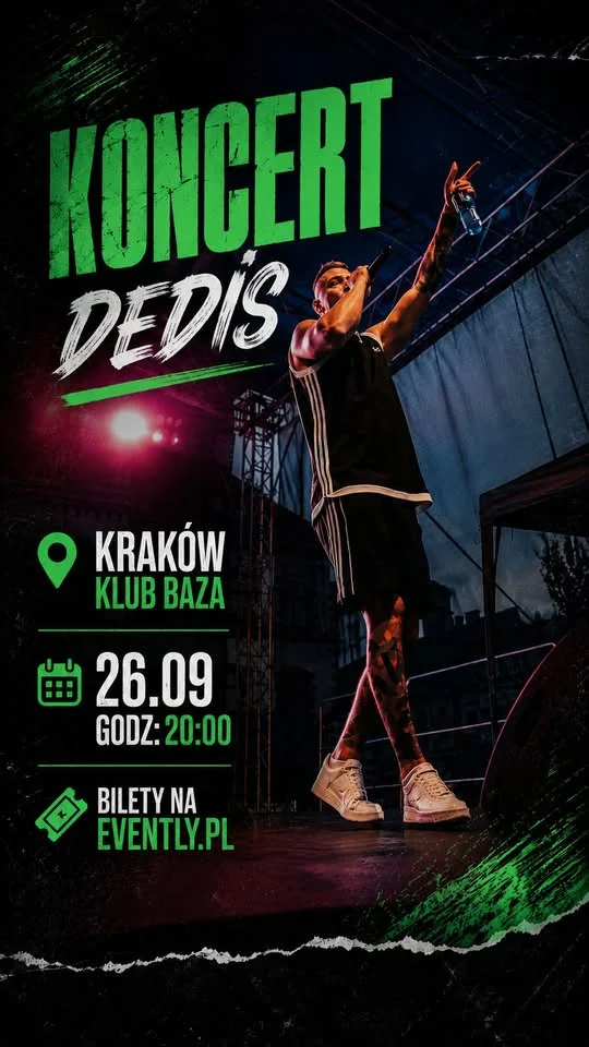Grafika promocyjna wydarzenia DEDIS koncert w Krakowie