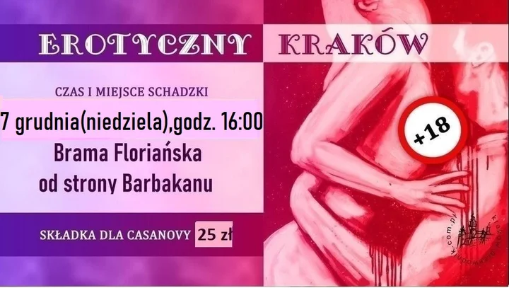 Grafika promocyjna wydarzenia Erotyczny Kraków — wycieczka po seksualnej historii miasta