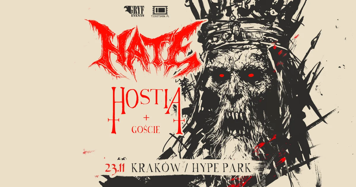 Grafika promocyjna wydarzenia Koncert zespołów Hate i Hostia w Krakowie