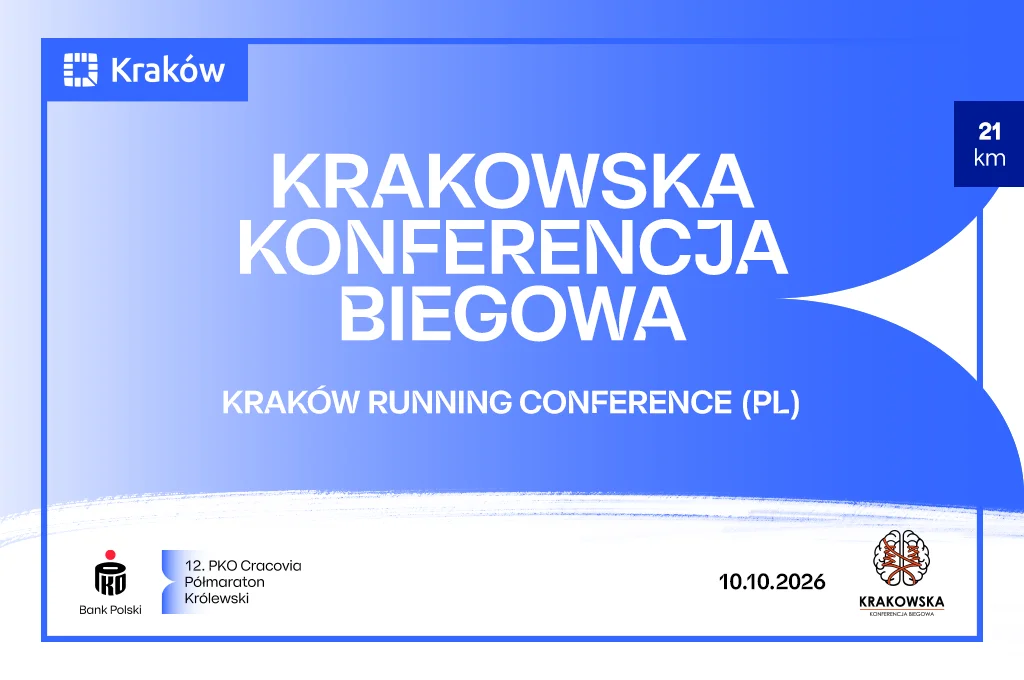 Grafika promocyjna wydarzenia Krakowska Konferencja Biegowa
