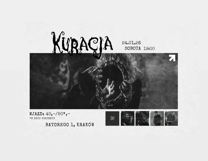 Grafika promocyjna wydarzenia KURACJASNYKRAKÓW — wieczór z The Cure w klubie Sny