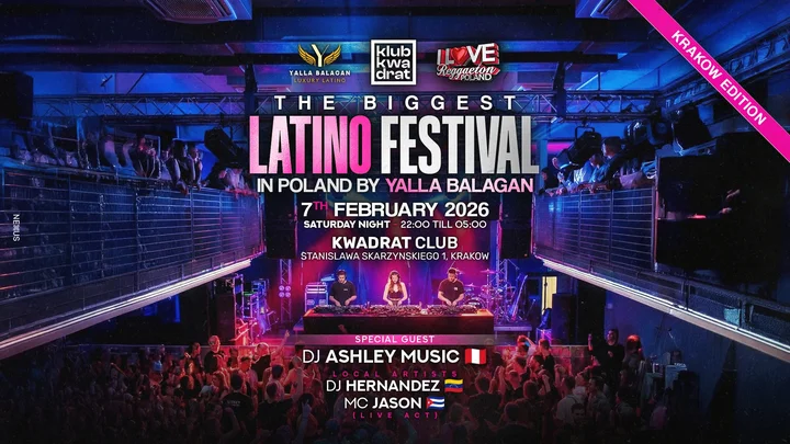 Grafika promocyjna wydarzenia LATINO FESTIVAL | KRAKÓW — reggaeton, bachata i gorąca energia w Klubie Kwadrat