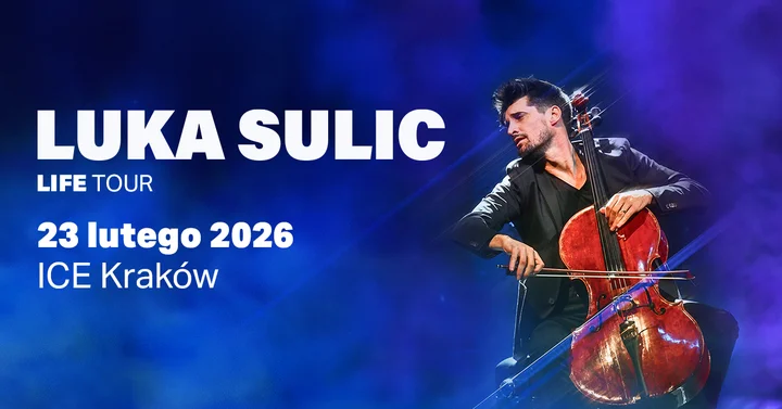 Grafika promocyjna wydarzenia Luka Šulić w Krakowie — romantyczny wieczór z wiolonczelą