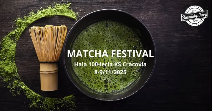 Obrazek przedstawia grafikę promocyjną wydarzenia Festiwal smaków matchy w Krakowie