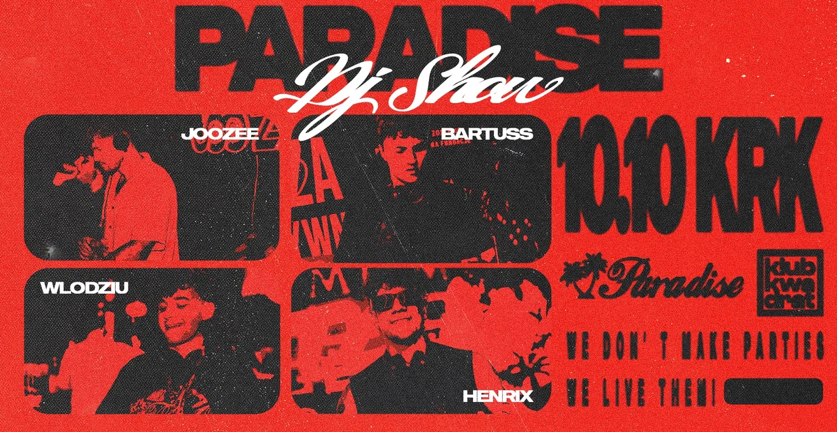 Grafika promocyjna wydarzenia Paradise DJ Showcase w Krakowie