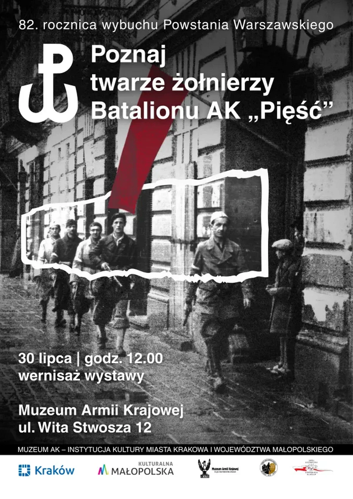 Grafika promocyjna wydarzenia Poznaj twarze żołnierzy Batalionu AK „Pięść” – wernisaż wystawy