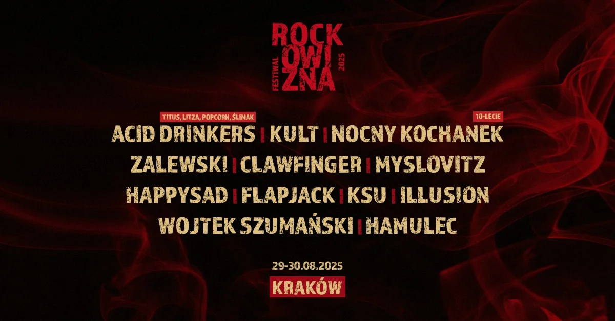 Grafika promocyjna wydarzenia Rockowy festiwal na Lotnisku Rakowice-Czyżyny w Krakowie
