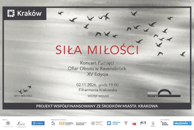 Grafika promocyjna wydarzenia „Siła miłości” – XV Koncert Pamięci Ofiar Obozu w Ravensbrück