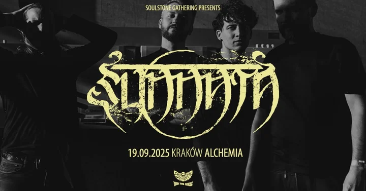 Obrazek przedstawia grafikę promocyjną wydarzenia Sunnata w Krakowie — koncert w Klubie Alchemia 19 września