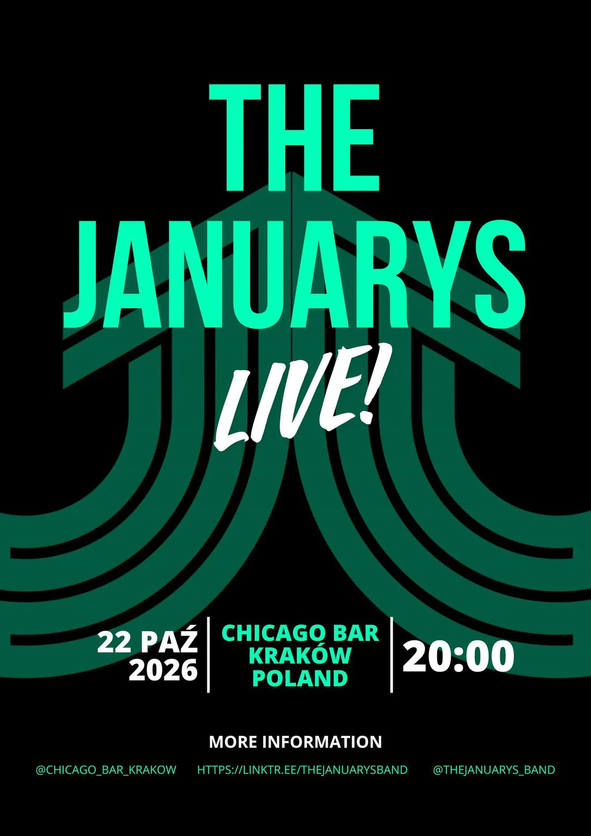 Grafika promocyjna wydarzenia The Januarys: koncert w Krakowie