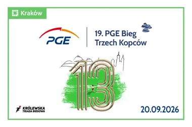 Grafika promocyjna wydarzenia 19. PGE Bieg Trzech Kopców