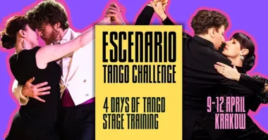 Grafika promocyjna wydarzenia Escenario Tango Challenge w Krakowie 2026 – intensywny weekend scenicznego tanga