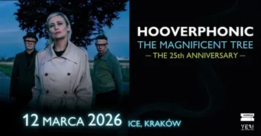 Grafika promocyjna wydarzenia Hooverphonic w Krakowie (ICE), 11 marca 2026
