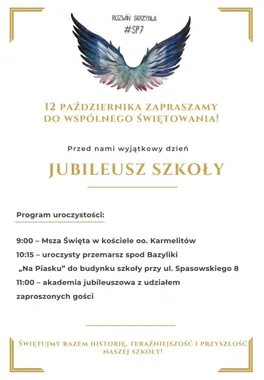 Grafika promocyjna wydarzenia Jubileusz Szkoły Podstawowej nr 7