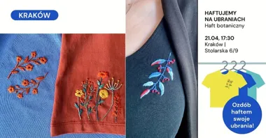 Grafika promocyjna wydarzenia Warsztat haftowania na ubraniach w Krakowie z Gosią Samborską