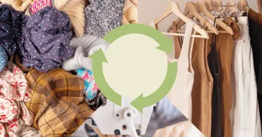 Grafika promocyjna wydarzenia „Przemiana Materii” – upcyklingowy kurs kroju i szycia