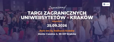 Grafika promocyjna wydarzenia Targi Zagranicznych Uniwersytetów – Kraków: studia za granicą