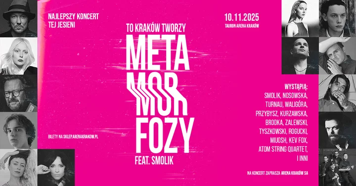 Obrazek przedstawia grafikę promocyjną wydarzenia Muzyczno-wizualny spektakl Metamorfozy w TAURON Arenie Kraków