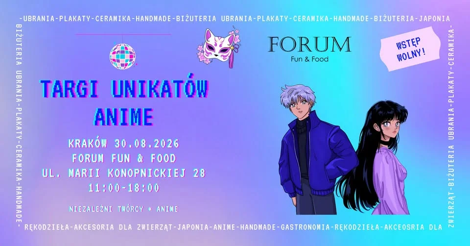 Grafika promocyjna wydarzenia Tragi Unikatów Anime w Krakowie