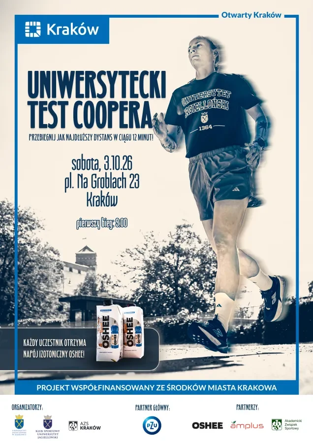 Grafika promocyjna wydarzenia Uniwersytecki Test Coopera