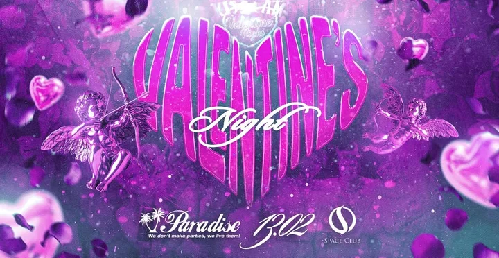 Grafika promocyjna wydarzenia Valentine’s Night Kraków — walentynkowa noc w Space Club