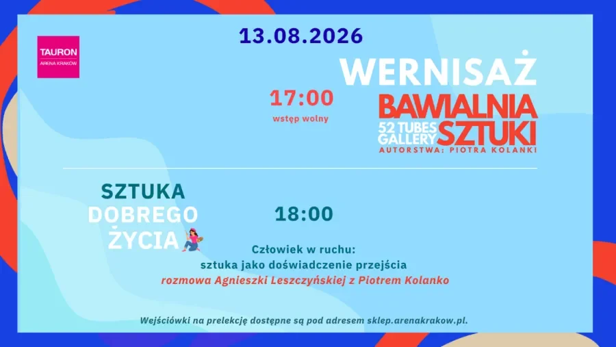 Grafika promocyjna wydarzenia Wernisaż Bawialnia Sztuki – 52 Tubes Gallery