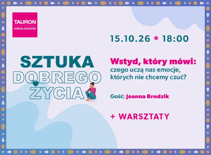 Grafika promocyjna wydarzenia „Wstyd, który mówi” – październikowa edycja „Sztuki Dobrego Życia”