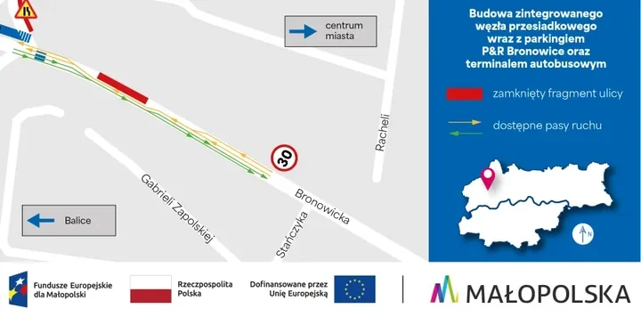 Budowa P&R Bronowice znów zmieni ruch. Zamknięta będzie jezdnia