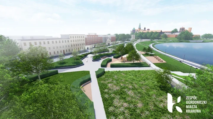 Pod Wawelem beton ustąpi drzewom, a plac opowie historię Wisły