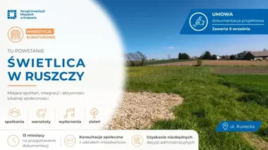 Nowa świetlica w Ruszczy coraz bliżej. Dokumentacja potrwa 13 miesięcy