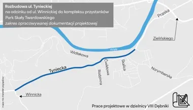 Na Tynieckiej powstanie chodnik, zatoki i nowe sieci. Najpierw dokumentacja