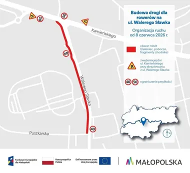 Nowa trasa rowerowa na Sławka. Od poniedziałku zwężenia i zmiany dla kierowców