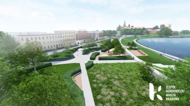 Pod Wawelem beton ustąpi drzewom, a plac opowie historię Wisły