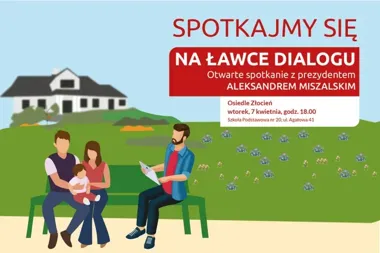 Złocień szykuje się na rozmowę z prezydentem przy szkolnej ławce