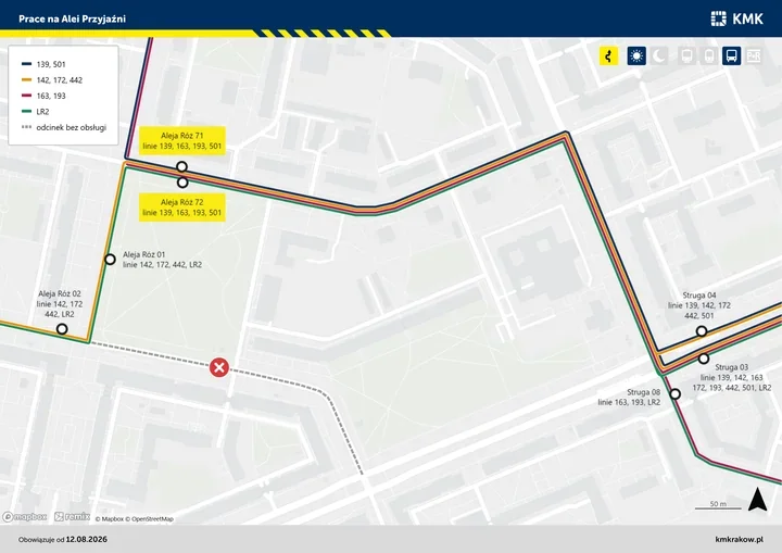 Zamknięta Aleja Przyjaźni zmieni trasy autobusów. Pojawią się nowe przystanki