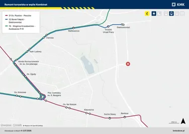Kombinat bez tramwajów na weekend. ZTP zmienia trasy kilku linii