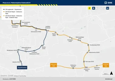 Objazdy autobusów na południu Krakowa. 135 i 254 pojadą inaczej