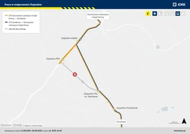 Linia 272 zmieni trasę. Zamknięta ulica w Dojazdowie